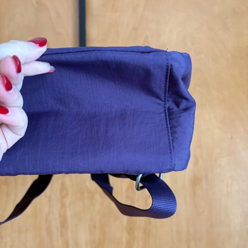 Baggallini Purple Nylon Backpack Teal Pink Zipper Accents Lightweight Travel Bag
